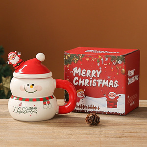 400ml Christmas Ceramic <b>Mug</b> with Lid and Spoon Assorted Santa Snowman Tree Gift <b>Box</b> Packing Holiday Decor - Product Image 4
