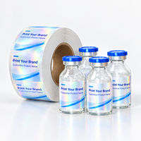 Rouleaux d'étiquettes irisées OEM pour flacons injectables et bouteilles de sérum, effet laser arc-en-ciel, adhésif imperméable, petite taille