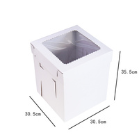Caja para Pastel Cúbica Alta de Cartón Corrugado Blanco al por Mayor con Ventana, Diseño Plegable, Resistente, Desechable, con Laminado Mate, para Empaque de Alimentos