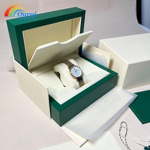 กล่องนาฬิกาสีเขียวลายลูกฟูกแบรนด์ดัง คุณภาพสูง พร้อมการ์ดและถุงกระดาษ ป้ายทำจากหนัง MDF - Product Image 6