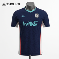 Maglia da Calcio Personalizzata di Alta Qualità con Stampa Digitale, Uniforme OEM Blu Navy Jacquard, Maglia da Calcio con Scollo a V Traspirante per Squadre