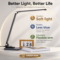 Lampe de bureau LED sans fil pliable et rechargeable, à intensité tactile, flexible, design contemporain, CRI 90 élevé, pour lecture et table.
