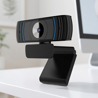 Cámara Web USB con Enfoque Automático H.264 2MP Full-HD 1080P, Zoom Digital 2x, Vista Panorámica de 90 Grados, Cubierta de Privacidad, Trípode, Micrófono Omnidireccional