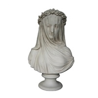 Statue de buste de femme voilée en marbre blanc naturel grandeur nature, fabrication sur mesure