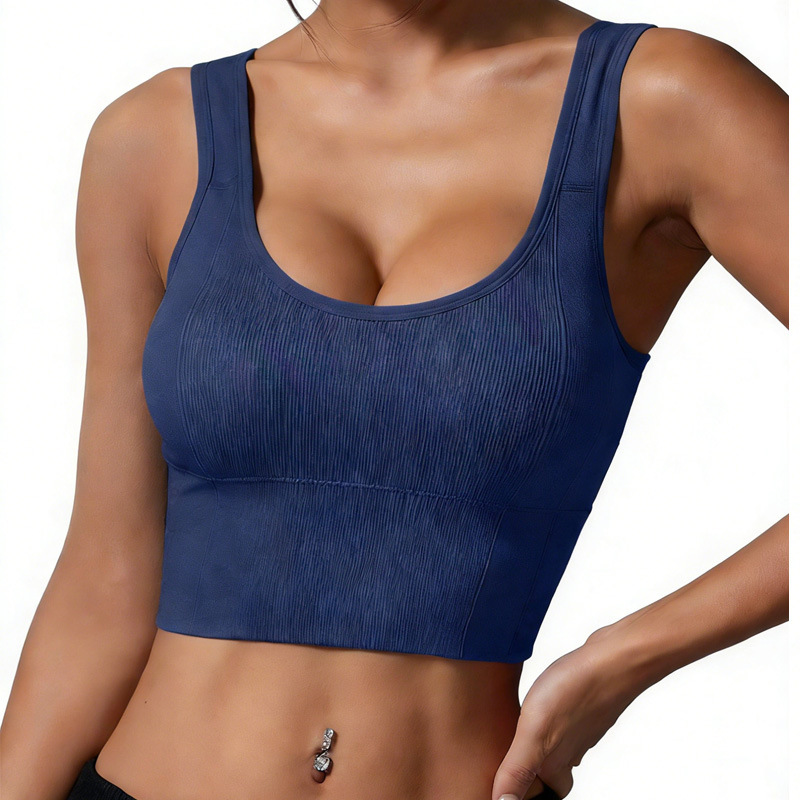 Custom Women's Breathable Sports Tank Top with Straps -Style Fitness Yoga Bra-Vest Built-In Chest Pads Spandex/Nylon