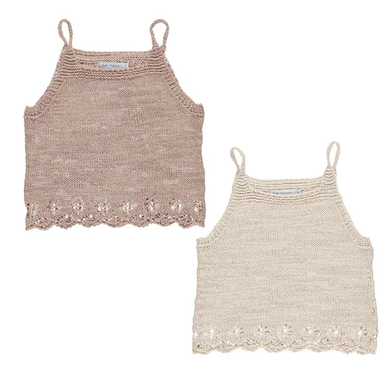 2023 new girls fashion outfit hollowed out sleeveless shirt boutique tank top girl baby summer cotton woolen yarn knit vest