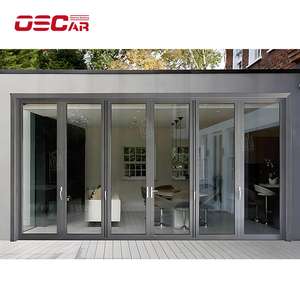 Oof ประตูกระจกพับได้, ประตูบานเลื่อนแบบเรียบทำงานเงียบห้องน้ำห้องน้ำห้องน้ำที่มีความยืดหยุ่นปรับได้สำหรับบ้านสำนักงานวิลล่าประตูพับได้ - Product Image 3