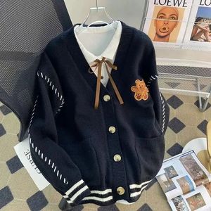 Nouveau Cardigan Décontracté Coréen en <span class=keywords><strong>Mohair</strong></span> Tricoté Style Halter avec Boutons et Dentelle pour Femme – Look Superposé Automne/Hiver, Col en V - Product Image 1