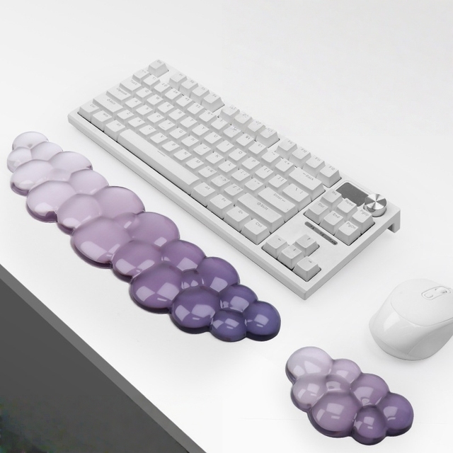MQ Cloud Wrist Rest Set Keyboard Wrist Support Silicone Mouse Pad Gel Wrist Rest Office Desk Accessories for Women or Man