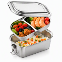 Boîte à lunch isotherme anti-déversement à double compartiment en acier inoxydable – Sans BPA, 1600 ml XL, double couche en acier 304 pour le bureau/l'école/les trajets quotidiens