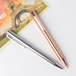 Stylos à bille élégants en métal argenté et or rose de haute qualité avec logo personnalisé, largeur d'écriture de 1,0 mm - Product Image 6