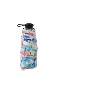Parapluie de poche mini rétractable à cinq plis, imprimé, noir, en vinyle, protection UV, cadeaux d'affaires pour femmes 6 - Product Image 1