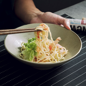 Ciotole di Ramen giapponesi in ceramica da 8 pollici grande ciotola per zuppa di Noodle per Udon vietnamita con ciotola di zuppa con fondo non smaltato - Product Image 1