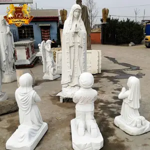 Decorazione cristiana su misura in marmo cattolico pietra vergine maria scultura religiosa a grandezza naturale statua di marmo