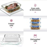 Récipients de stockage d'aliments en verre, Récipients de préparation de repas en verre avec couvercles, Boîtes à bento en verre hermétiques