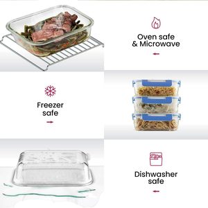 Hộp đựng thức ăn bằng thủy tinh, hộp chuẩn bị bữa ăn bằng thủy tinh có nắp đậy, hộp cơm trưa bento bằng thủy tinh kín khí - Product Image 6