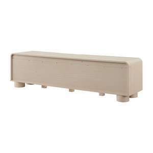 Mueble de TV <span class=keywords><strong>para</strong></span> Sala de Estar Estilo Nórdico AJUNION, Chapa de Madera, Esquinas Redondeadas, Soporte de TV de Perfil Bajo, Mesa <span class=keywords><strong>para</strong></span> TV - Product Image 6