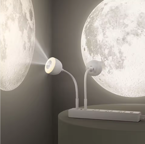 USB Rechargeable Warm White Dimmable Moon Projection Night <b>Light</b>, Remote Control ABS Lunar Ambience Lamp - Product Image 2