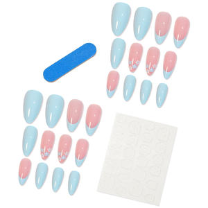 Faux ongles <span class=keywords><strong>à</strong></span> presser en gros, motifs <span class=keywords><strong>French</strong></span> Blue Wave, autocollants amovibles pour <span class=keywords><strong>manucure</strong></span>, en gros - Product Image 3