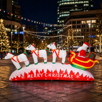 Décoration de Noël gonflable 3M, renne et licorne tirant un traîneau, avec éclairage LED, pour extérieur, jardin, fête