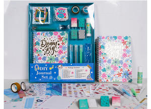 DIY journary set enfants bleu main compte autocollant papeterie cadeau boîte ciseaux mince journal ensemble - Product Image 6