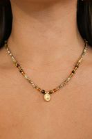Collier personnalisé en perles minuscules, style bohème, pierres naturelles, pendentif en acier inoxydable, élégant, pour femme, bijou de mode, collier ras du cou, pour tous les jours