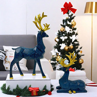 Weihnachtliche Kreative Paar-Hirsch-Statue aus Kunstharz im Europäischen Stil für Wohnzimmer TV-Schrank Heimdekoration Einweihungsgeschenke