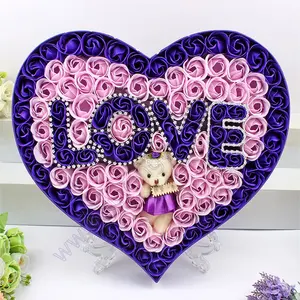 Aşk 100 sonsuza kadar gül pembe ebedi romantik Valntines onun için baskı el yapımı korunmuş gerçek çiçekler sevgililer günü hediyeleri