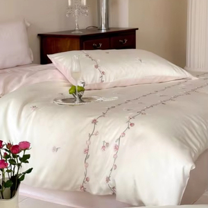 Bộ ga trải giường thêu màu trơn cao cấp 100% Lyocell Tencel - Product Image 4