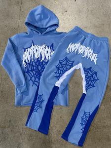 Survêtements d'hiver chauds pour hommes et garçons, 100% coton, survêtements de haute qualité, style ample, bleu clair, style empilé - Product Image 4