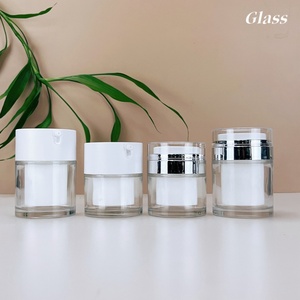 Empty Glass Airless Cream Jar 30ml 50ml Cosmetic Packaging Press Type Vacuum Cream Glass Airless <b>Pump</b> <b>Bottle</b> - Product Image 4