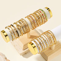 Bracelet ouvert en acier inoxydable plaqué or 18 carats PVD imperméable Mirawell, avec strass géométriques, couleur or, bracelet tendance