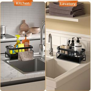 Égouttoir multifonctionnel en acier inoxydable pour éponge, support de séchage, organisateur d'évier de cuisine avec porte-torchon amovible - Product Image 4