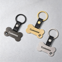 Porte-clés Ywyougang en forme de patte d'animal avec sangle en cuir, étiquette d'identification personnalisée pour animaux de compagnie, porte-clés en acier inoxydable pour chiens, cadeau pour les amoureux des animaux
