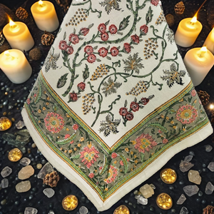 Mantel de Terciopelo No Tejido con Estampado de Triple Luna y Diseño Floral Botánico, Hecho a Mano, para <span class=keywords><strong>Tarot</strong></span>, Wicca, Espiritualidad, Brujería y Uso Doméstico - Product Image 2