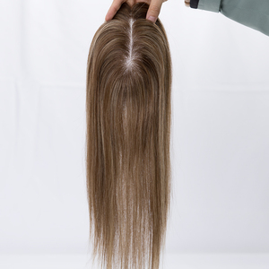 Extensiones de Cabello Humano con Clip, Color <span class=keywords><strong>Castaño</strong></span> <span class=keywords><strong>Balayage</strong></span>, 3x6 Pulgadas, Mono Topper Ligero, Volumen Natural para Cabello Fino, Fácil de Usar para Principiantes, Sin Pegamento - Product Image 6