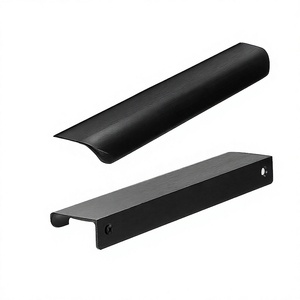 Poignées de meuble longues et durables noires modernes pour armoire de chambre, poignées de porte de placard dissimulées, boutons de tiroir, quincaillerie - Product Image 4
