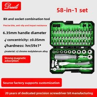 Jeu de tournevis à cliquet professionnel en acier S2 58 en 1, magnétique, multi-embouts, kit d'outils pour réparation automobile, bricolage et entretien domestique