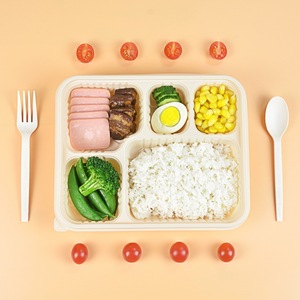 กล่องข้าวแบบย่อยสลายได้5ช่องกล่องใส่อาหารย่อยสลายได้ใช้กับไมโครเวฟได้ปลอดภัยพร้อมชามรักษาความร้อนขนาดเล็ก - Product Image 5