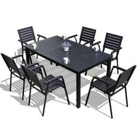 Table de salle à manger rectangulaire moderne en WPC pour 4 à 6 personnes, table d'extérieur imperméable pour café, villa et ferme