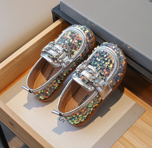 Girls Retro <b>Shoes</b> <b>Soft</b> Comfortable Glitter Loafers on British Style Children <b>Soft</b> Thick Bottom Flats <b>Shoes</b> - Product Image 5