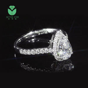 Betterstar IGI GIA gecertificeerde HPHT CVD VVS laboratorium gekweekte diamanten juwelen peer-vormige diamanten <span class=keywords><strong>ring</strong></span> massief gouden <span class=keywords><strong>ring</strong></span> verlovingsring dames - Product Image 3