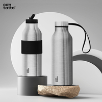 Bouteille d'eau isotherme en acier inoxydable 304, double paroi, couleur argent métallisé, avec paille, sans BPA, idéale pour un cadeau (vente en gros)