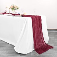 Chemins de Table de Noël 6ft 10ft Bourgogne Gaze Étamine Chemin de Table Mariage Banquet Fête Vacances Dîner Chemin de Table