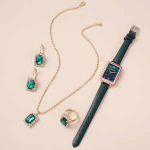 Women's Creative Gift <strong>Set</strong> Personality Quartz Watch + Luxury Rhinestone Ring/pendant /stud Earrings <strong>Jewelry</strong> <strong>Set</strong> - Product Image 6