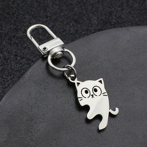 Factory New Cute Little Expression <b>Cat</b> Hugging Friend Couple Cartoon Gift Pendant Stainless Steel Keychain - Product Image 4