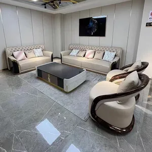 Роскошный классический 3-местный набор для дивана в лобби для гостиной, новый дизайн, из Турции, кожаный диван, мебель для гостиной