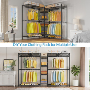 أثاث غرفة نوم حديثة محمولة معدنية ثقيلة خزانة معدنية مزدوجة قضيب مستقل منظم تخزين رف خزانة - Product Image 6