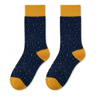 Chaussettes en coton peigné doux, motif galaxie, thème univers étoilé, design jacquard, respirantes, chaussettes mi-hautes pour adultes, 200N, haute qualité