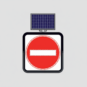 Señal de Tráfico Reflectante de 60 x 60 cm con Energía Solar, Señal de Prohibido el Paso con Flecha para Uso en Carreteras - Product Image 2